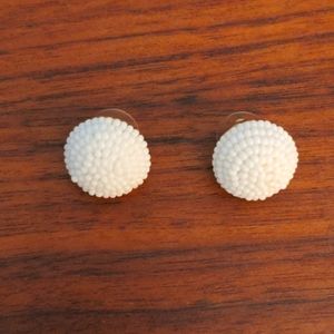 White bead earrings